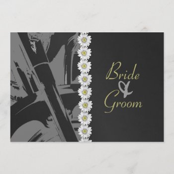 Leather And Daisies Wedding Invitation by sfcount at Zazzle