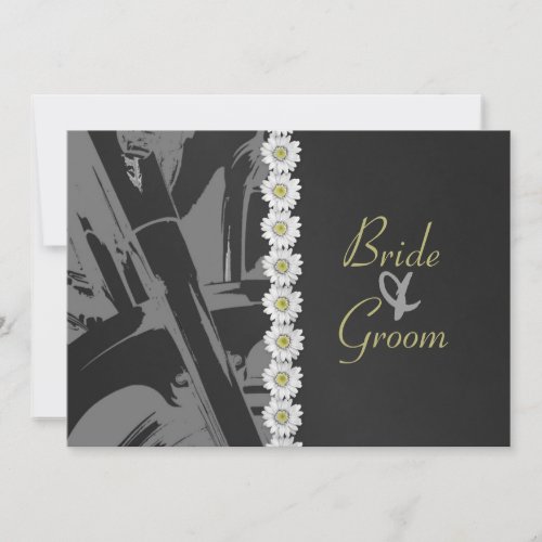 Leather and Daisies Wedding Invitation