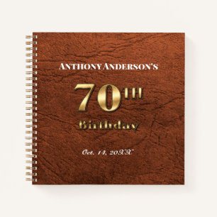 Leather and Gold 70th Birthday Party Guest Book