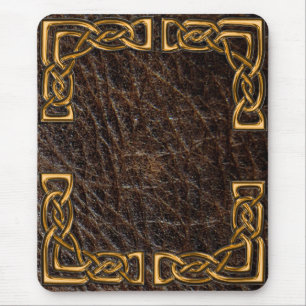 Leather and gold celtic mousepad