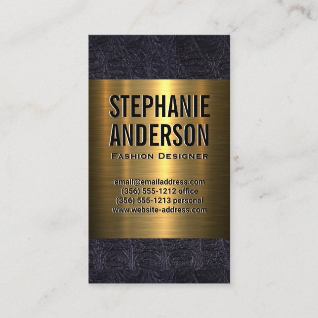 Leather and Gold Metallic Business Card (Front)