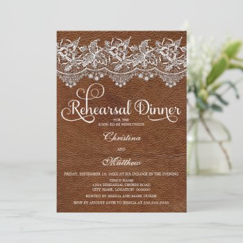Leather And Lace Look Rehearsal Dinner Invitation by SocialiteDesigns at Zazzle