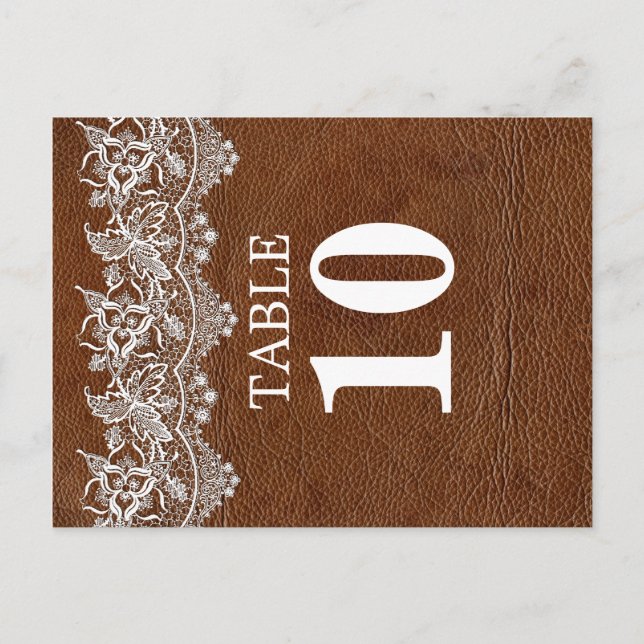 Leather and Lace Look Table Number Card (Front)