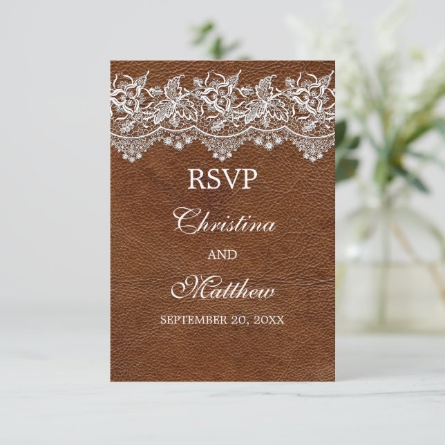Leather and Lace Look Wedding RSVP (Standing Front)