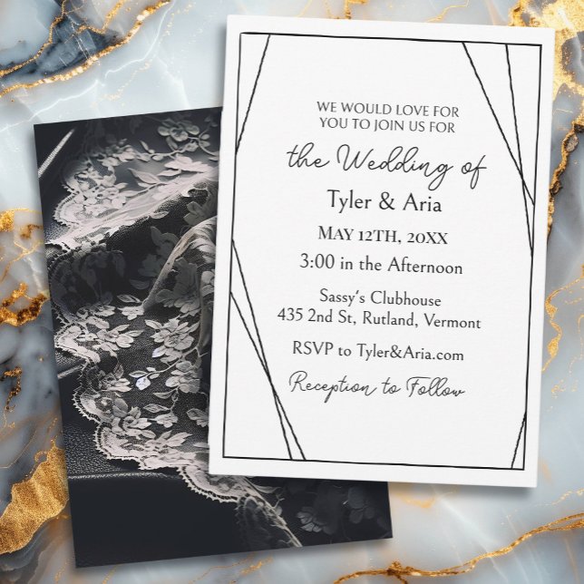 Leather and Lace Modern Minimalist Wedding Invitation (Creator Uploaded)