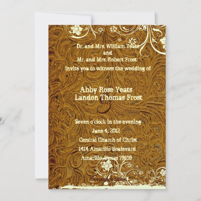 Leather and Lace Wedding Invitation (Front)