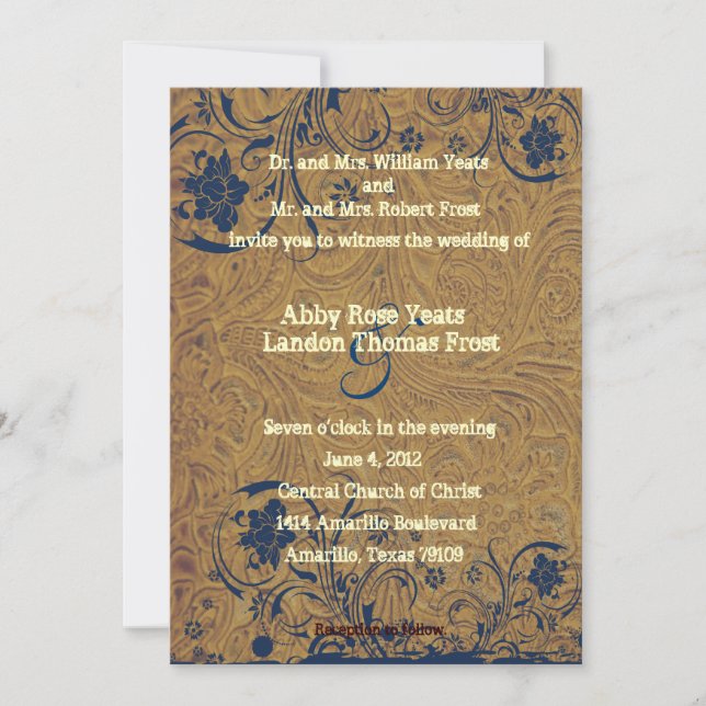Leather and Lace Wedding Invitation (Front)
