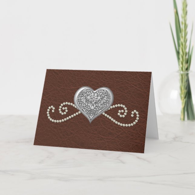 Leather and Pearls Valentine Card (Front)