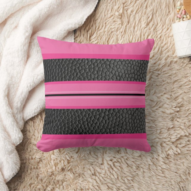 Leather and Pink Throw Pillow (Blanket)
