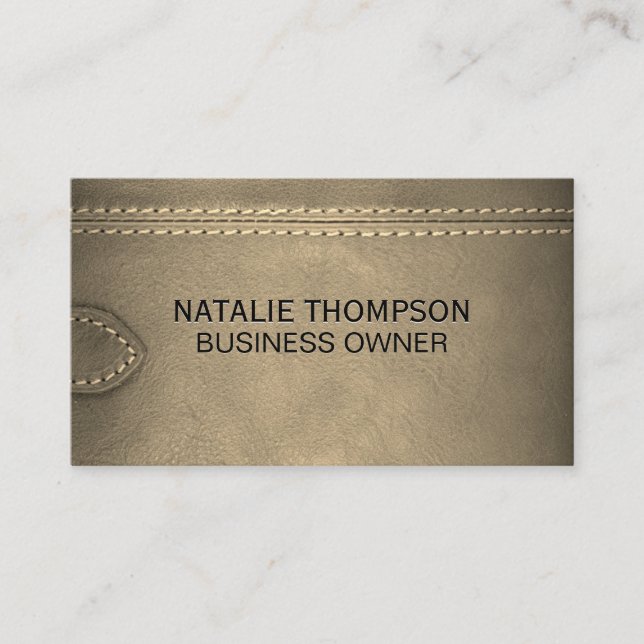 Leather and Strap Background Business Card (Front)