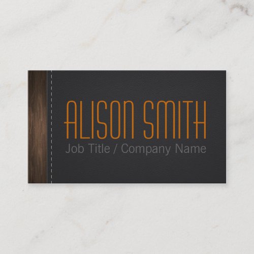 Leather and wood business card
