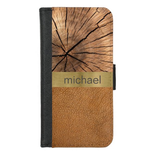 Leather and Wood iPhone 87 Wallet Case