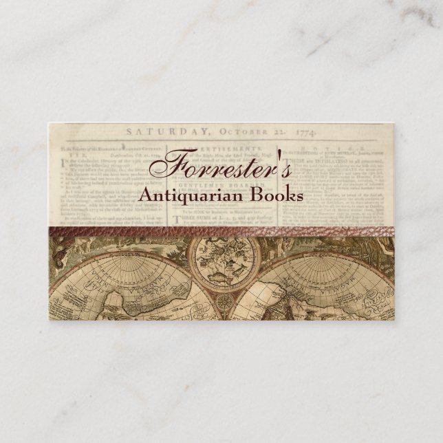 leather antiquarian business card (Front)