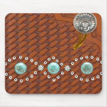 Leather "apache" Turquoise Western Mousepad by BootsandSpurs at Zazzle
