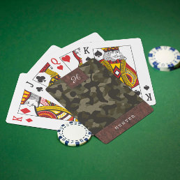 Leather &amp; Army Camouflage Pattern Name &amp; Monogram Playing Cards