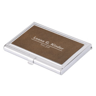 Leather Background Personalized Name & Profession Business Card Case