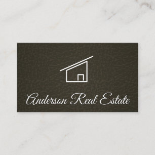 Leather Background   Realtor   Home Icon Business Card