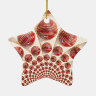 Leather Ball Rhythm Cricket Balls: Rhythmic Array Ceramic Ornament