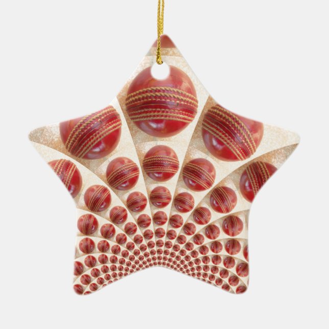 Leather Ball Rhythm Cricket Balls: Rhythmic Array Ceramic Ornament (Front)