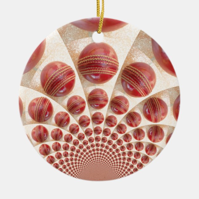 Leather Ball Rhythm Cricket Balls: Rhythmic Array Ceramic Ornament (Front)