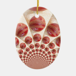 Leather Ball Rhythm Cricket Balls: Rhythmic Array Ceramic Ornament