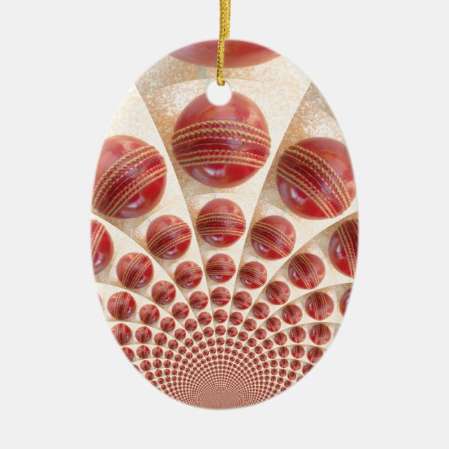 Leather Ball Rhythm Cricket Balls: Rhythmic Array Ceramic Ornament (Front)