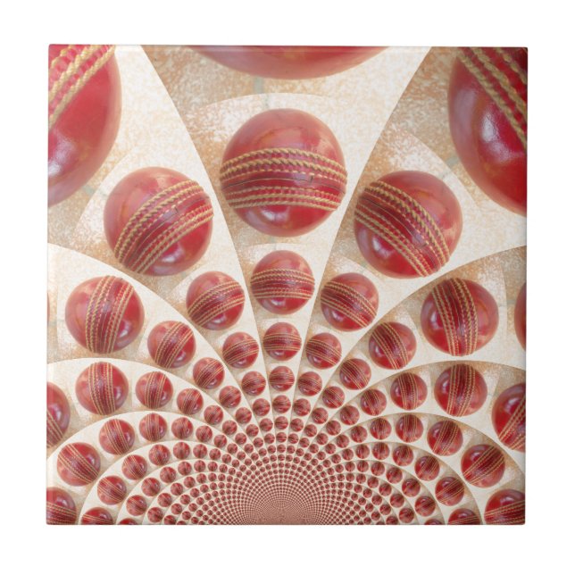 Leather Ball Rhythm Cricket Balls: Rhythmic Array Ceramic Tile (Front)