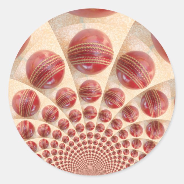 Leather Ball Rhythm Cricket Balls: Rhythmic Array Classic Round Sticker (Front)