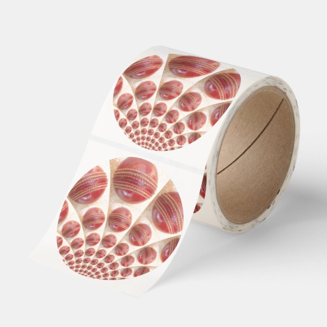 Leather Ball Rhythm Cricket Balls: Rhythmic Array Classic Round Sticker (Roll)