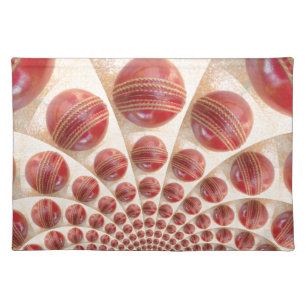 Leather Ball Rhythm Cricket Balls: Rhythmic Array Cloth Placemat