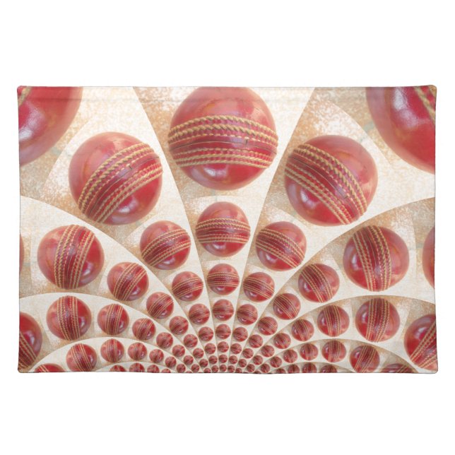 Leather Ball Rhythm Cricket Balls: Rhythmic Array Cloth Placemat (Front)