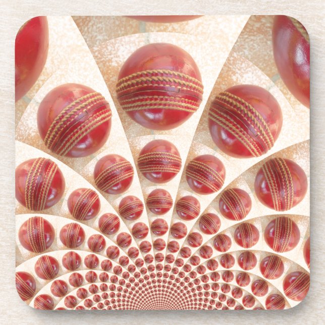 Leather Ball Rhythm Cricket Balls: Rhythmic Array Drink Coaster (Front)