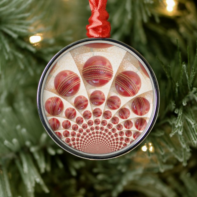 Leather Ball Rhythm Cricket Balls: Rhythmic Array Metal Ornament (Tree)