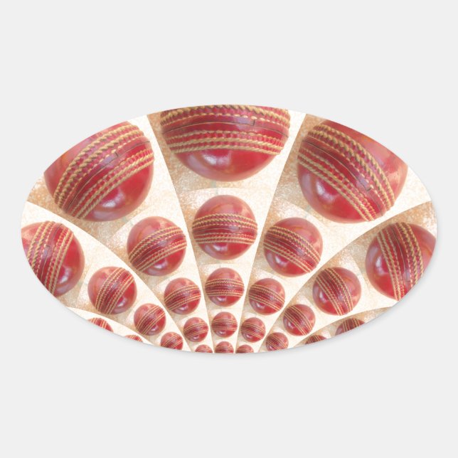 Leather Ball Rhythm Cricket Balls: Rhythmic Array Oval Sticker (Front)