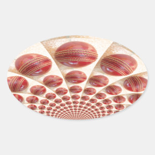 Leather Ball Rhythm Cricket Balls: Rhythmic Array Oval Sticker