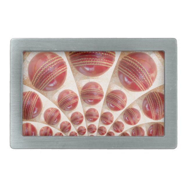 Leather Ball Rhythm Cricket Balls: Rhythmic Array Rectangular Belt Buckle (Front)