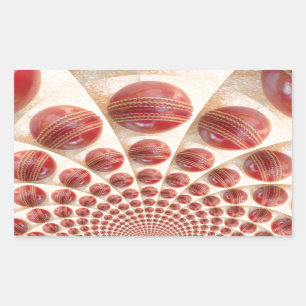 Leather Ball Rhythm Cricket Balls: Rhythmic Array Rectangular Sticker