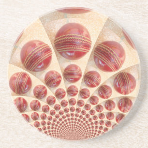 Leather Ball Rhythm Cricket Balls: Rhythmic Array Sandstone Coaster