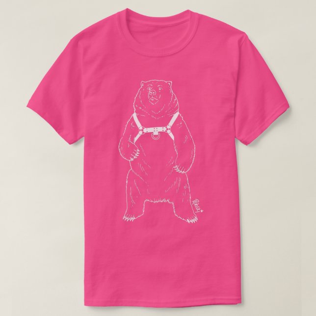 Leather Bear White lines T-Shirt (Design Front)