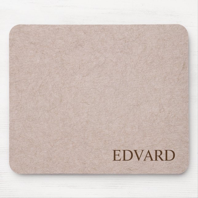 Leather Beige Design Monogrammed Mouse Pad (Front)