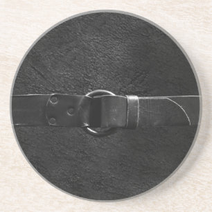 Leather & Belt, Dark Gray Sandstone Drink Coaster