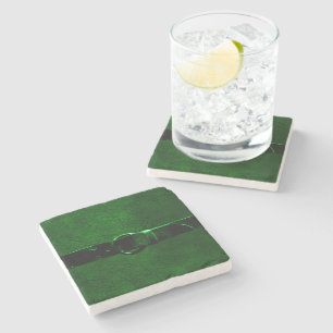 Leather & Belt Rich Green Marble Stone Coaster