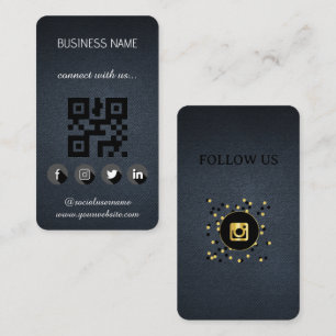 Leather black -Social Media QR Code Business Card