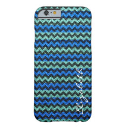 Leather Blue Black Chevron Stripes Pattern #2 Barely There iPhone 6 Case