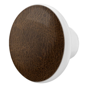 Leather Blue Tartan Fabric Crocodile Skin Ceramic Knob