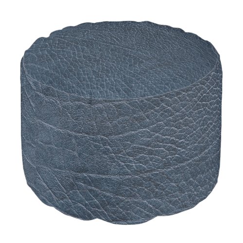 Leather Blue Tartan Fabric Crocodile Skin Cotton Pouf