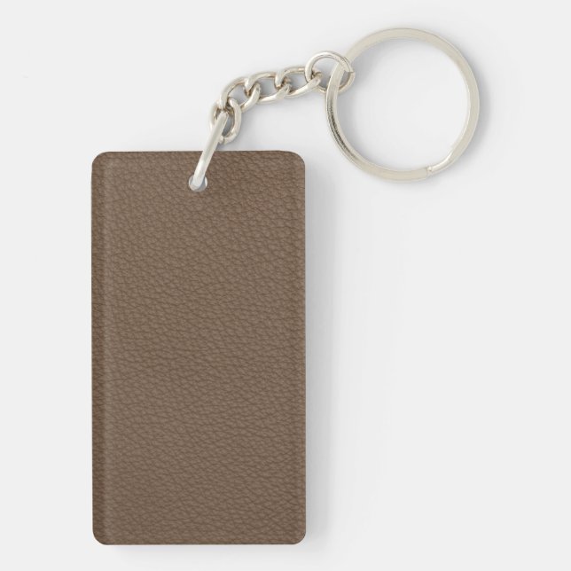 Leather Blue Tartan Fabric Crocodile Skin Keychain (Back)