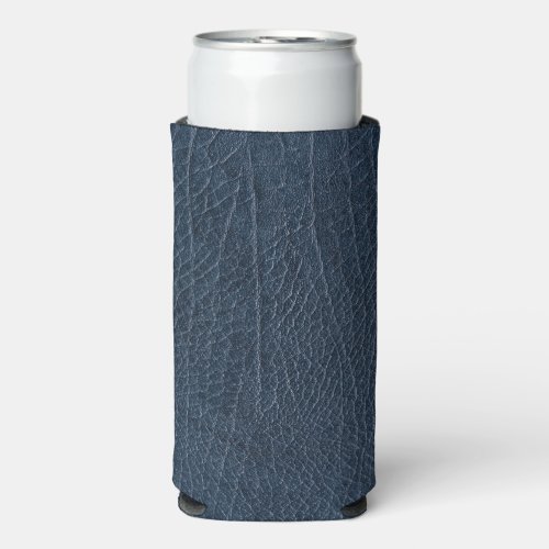 Leather Blue Tartan Fabric Crocodile Skin Seltzer Can Cooler