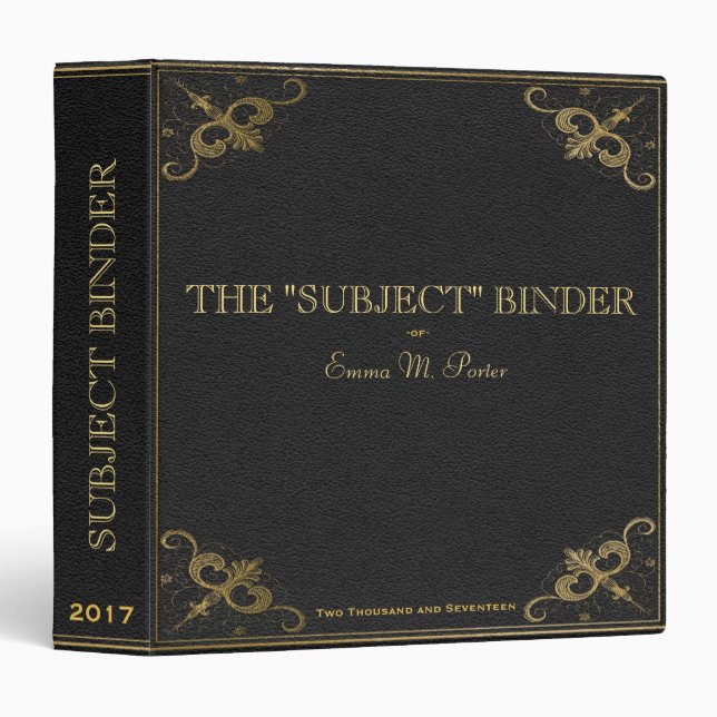 Leather Bound Book School Subject Vintage Binder (Front/Spine)