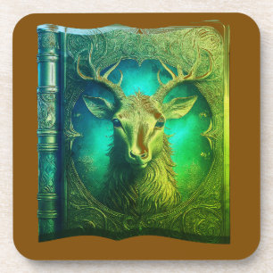 Leather Bound Copy Of A Deer Hunting Guide Beverage Coaster
